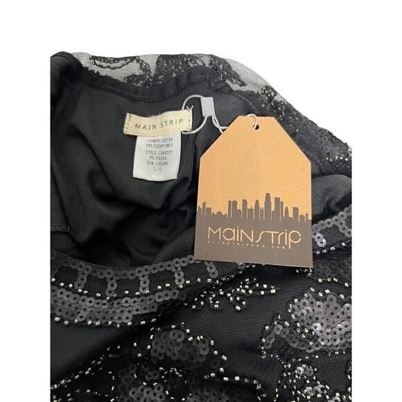 𝅺main Strip Beaded Sequin Dress Black Sleeveless Size L New With Tags - Picture 7 of 9